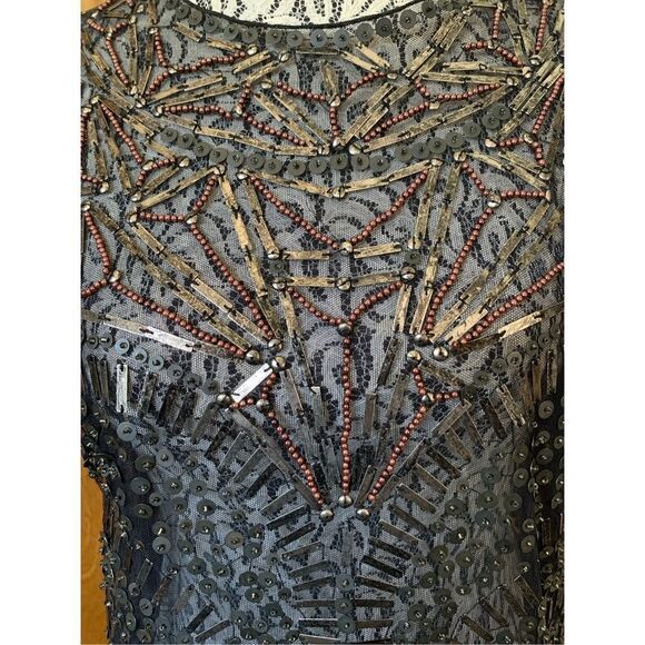 Carlisle‎ Mesh, Bead and Sequin Embellished Short Sleeve Top Black Size 6 - Picture 7 of 12